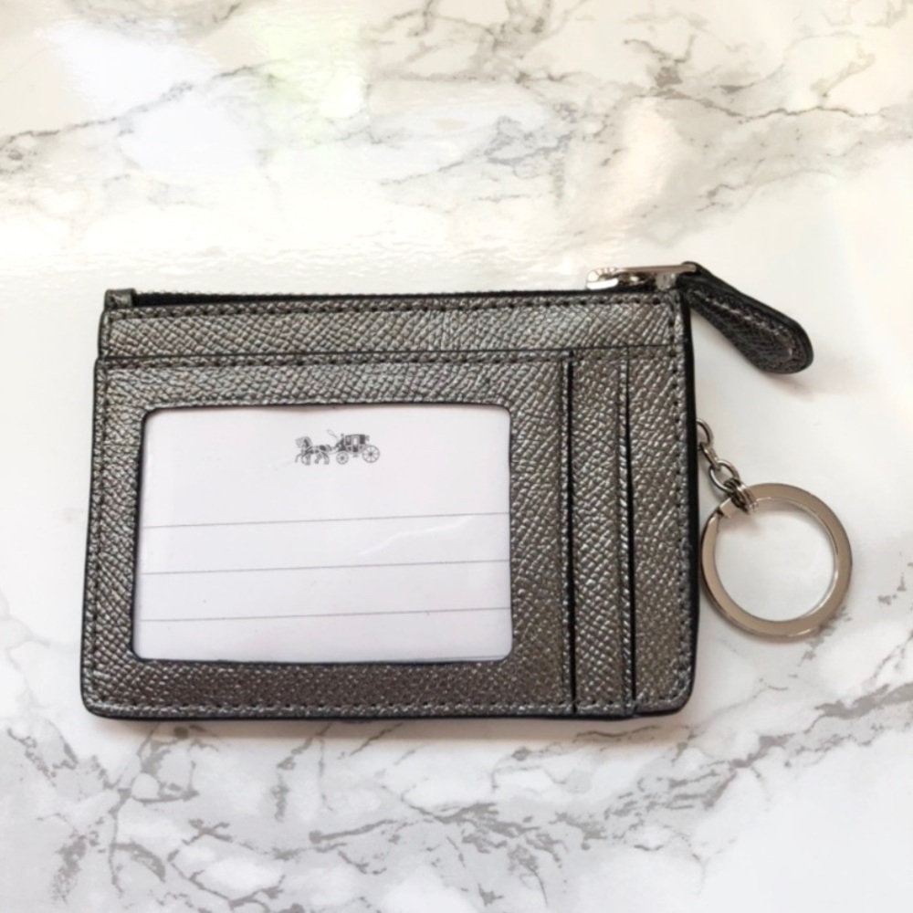 Coach Leather Mini id skinny Key Chain Card Case Holder - Picture 4 of 4